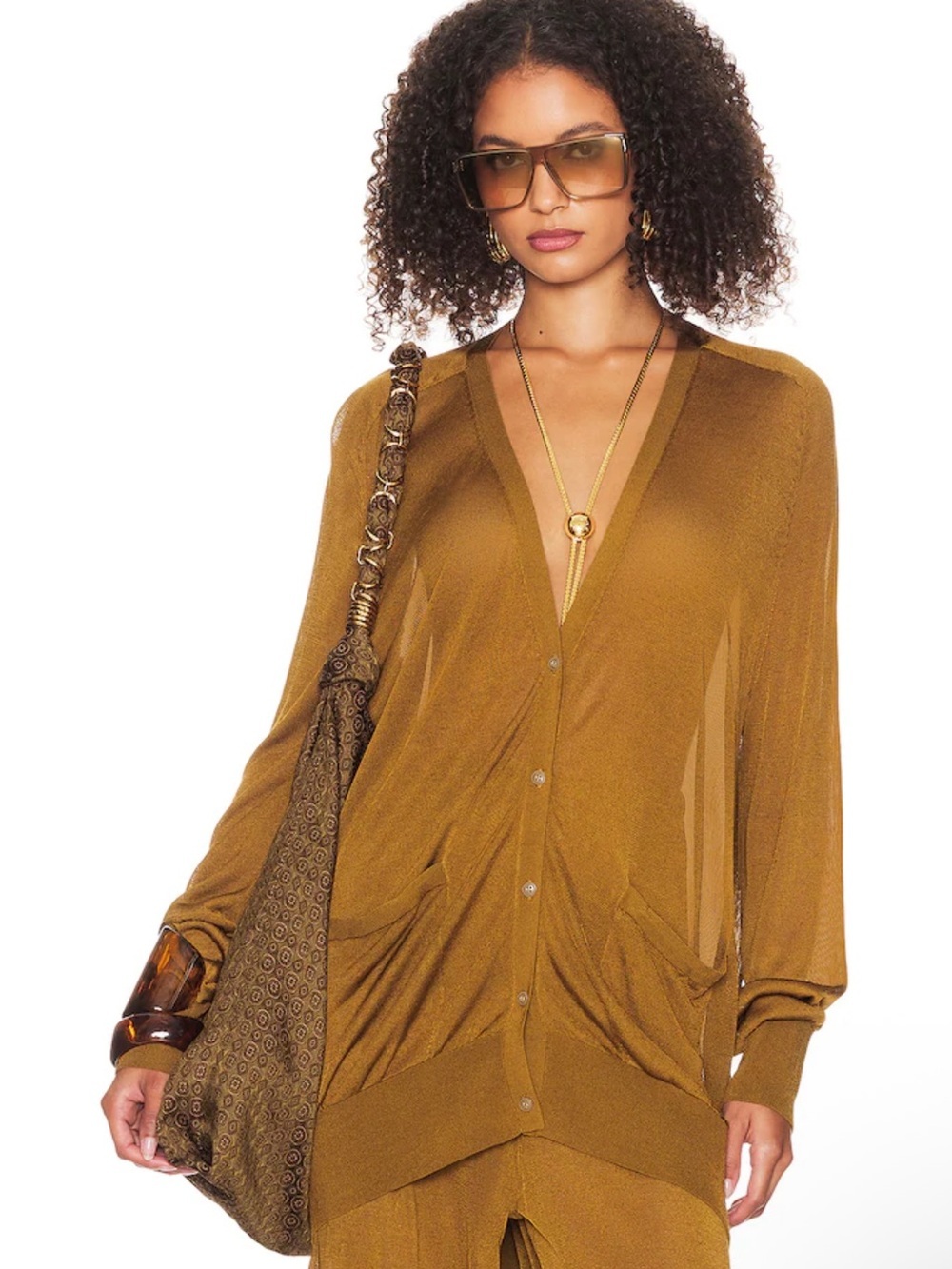 HELSA Arlena Cardigan in Olive Green Size L